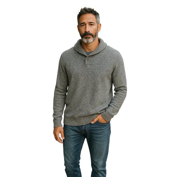 Goodfellow & Co. Mens Grandpa Sweater Gray Size L Minimalist Coastal Preppy Cozy - Picture 1 of 13